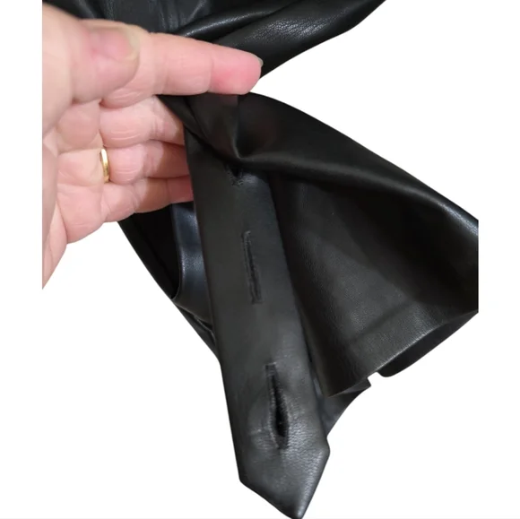 Maniere De Voir Leather Pleated Cargo Trousers in Black 12 Wide-Leg Avante Garde - Picture 8 of 9